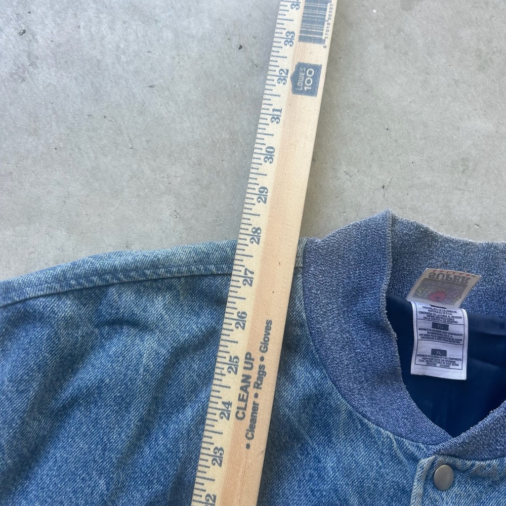 Vintage Fruit of the Loom Super Cotton Las Vegas Denim Varsity Jacket XL - Picture 4 of 8